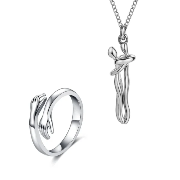 Silver Hug Necklace (With Ring)